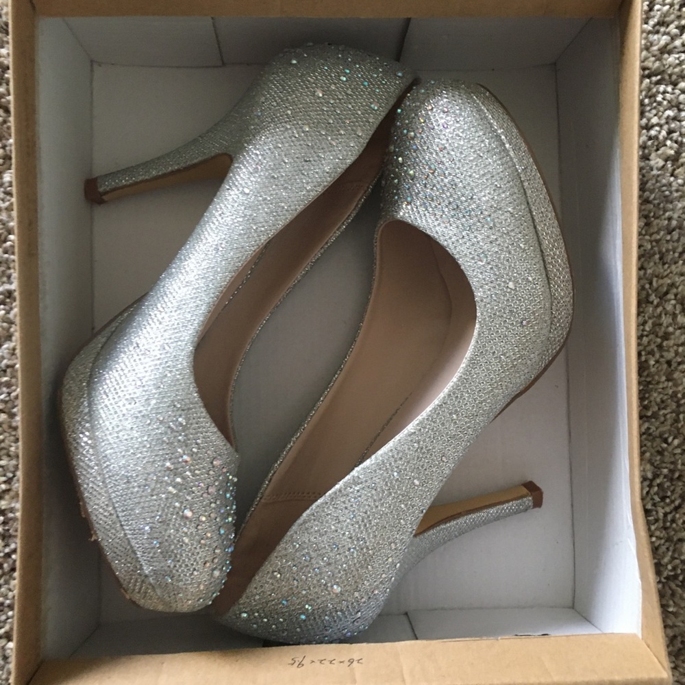 Bonnibel Silver Glitter/Rhinestone Heels